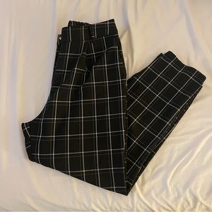 black and white skinny dress trousers